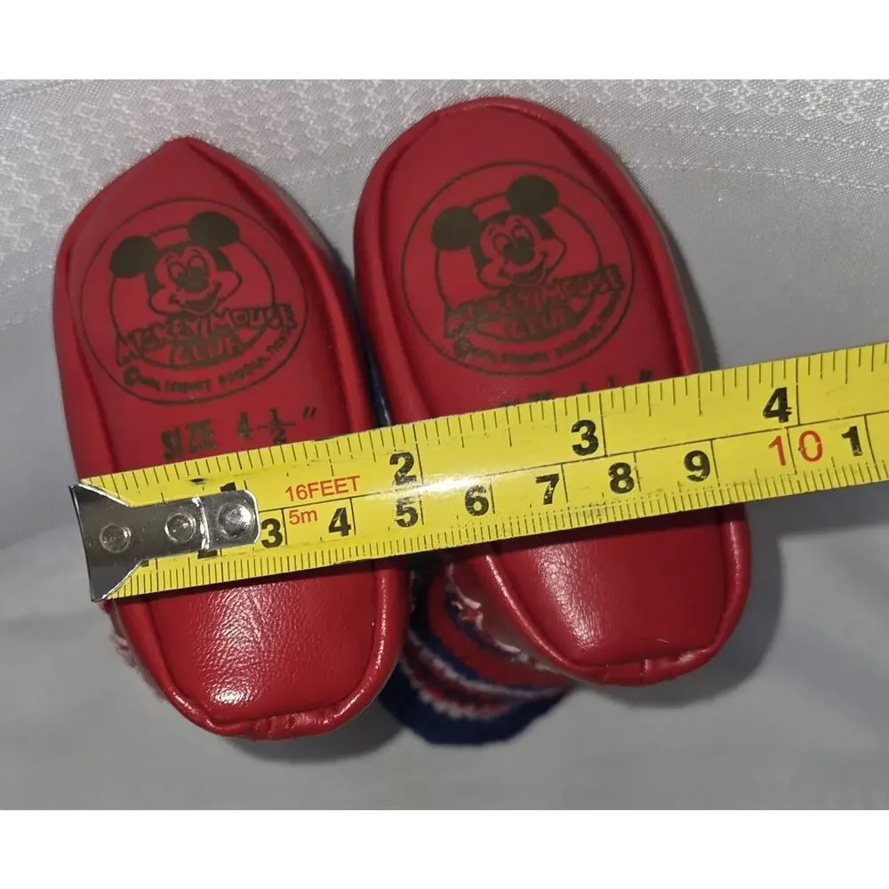 Disney Mickey Mouse Club Knit Slippers Socks Kids 4.5 Walt Disney VTG 60s 70s